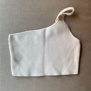 Babaton Off-Shoulder Ribbed Cream Top